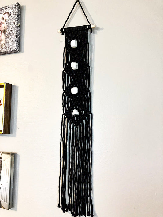 Wall Hanging | Black with Howlite Crystals