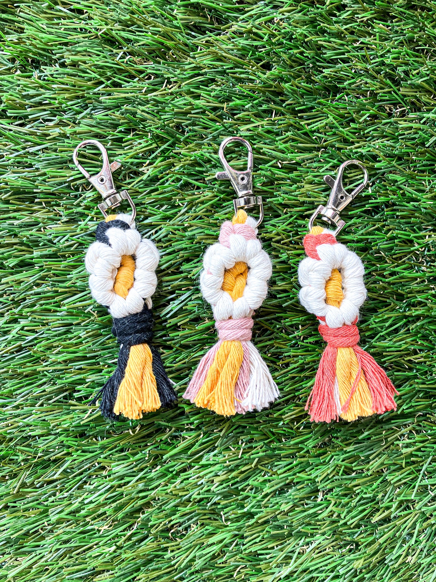 Mini Macrame Flower Keychains