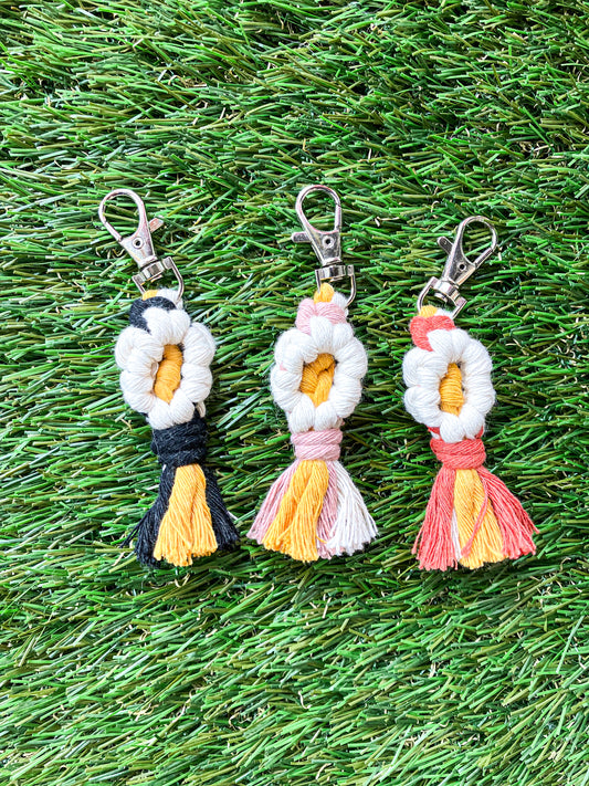 Mini Macrame Flower Keychains