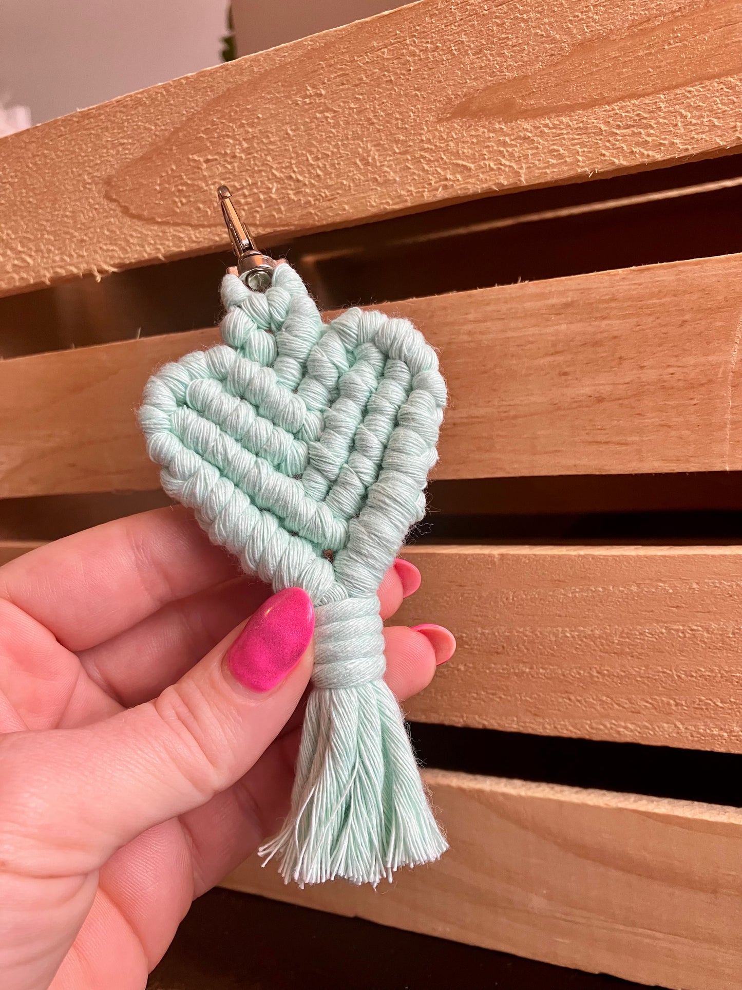 Macrame Heart Keychain