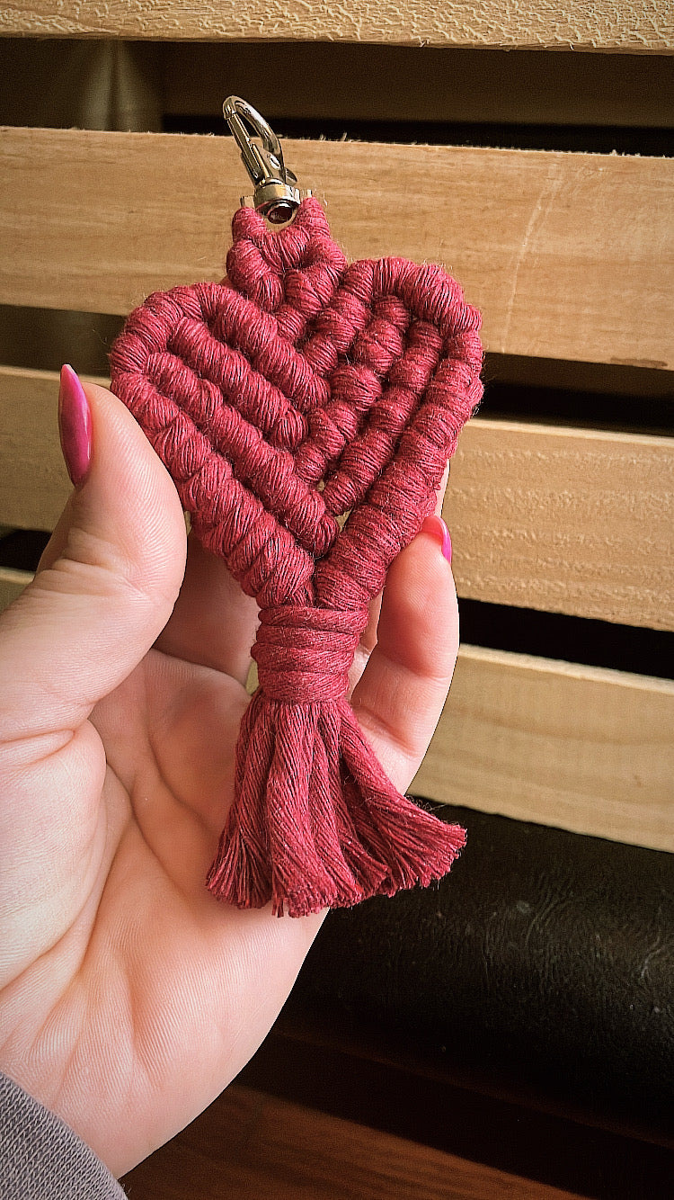 Macrame Heart Keychain