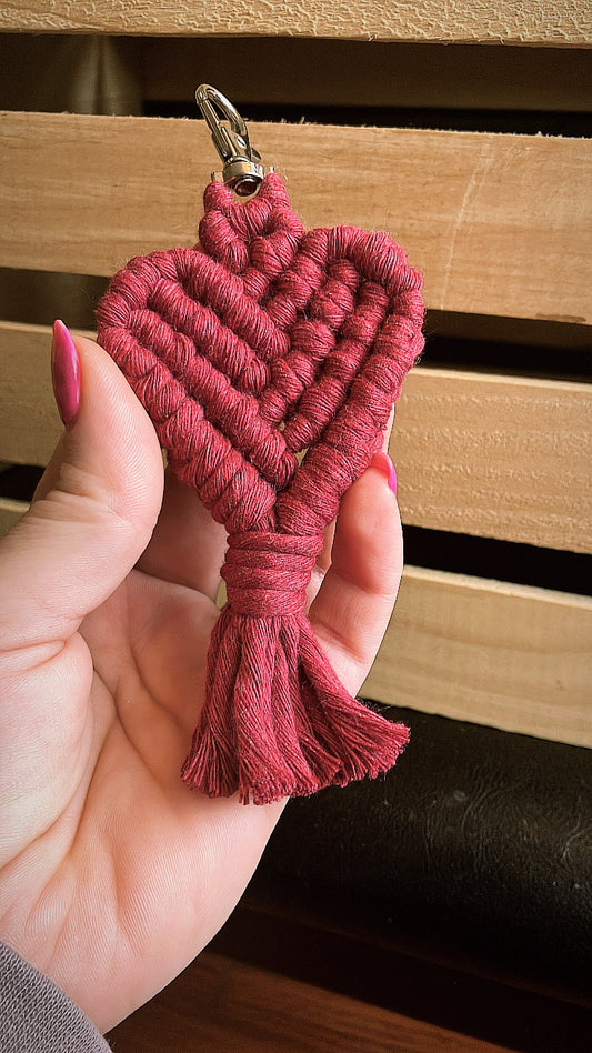 Macrame Heart Keychain