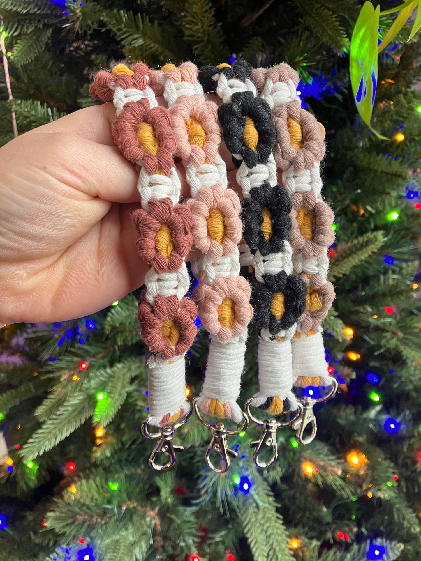 Macrame Flower Wristlet Keychain