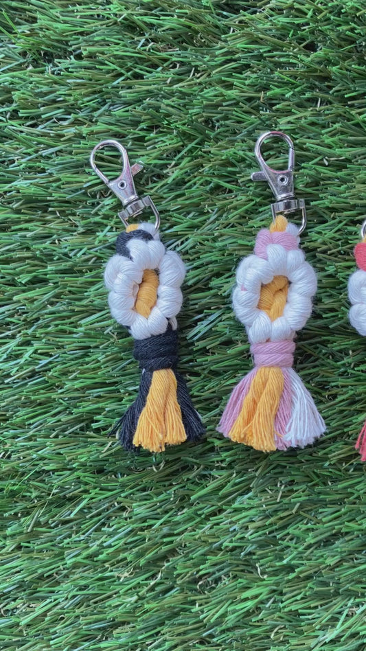 Mini Macrame Flower Keychains