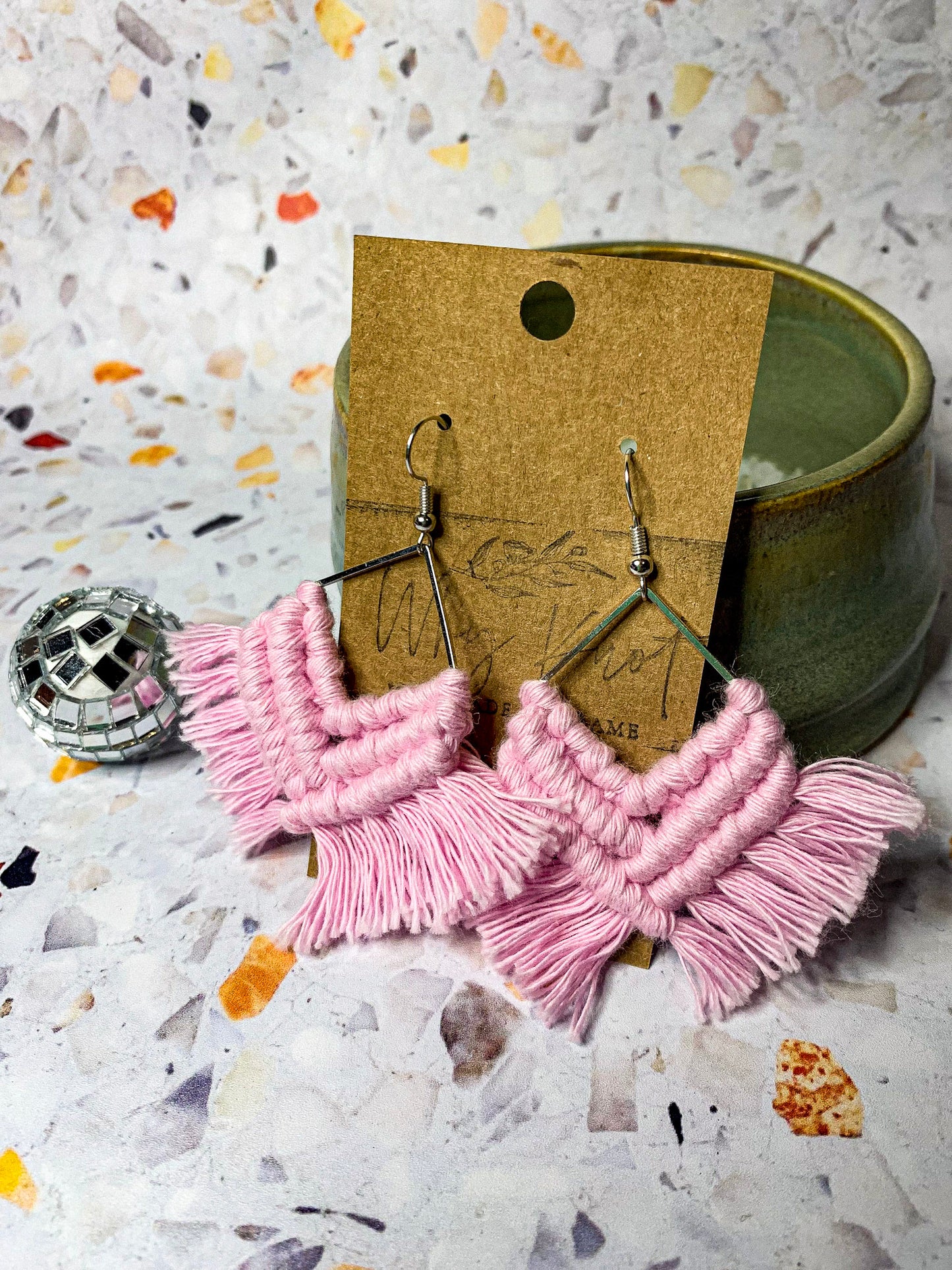 Macrame Earrings - Silver Fringe Earrings