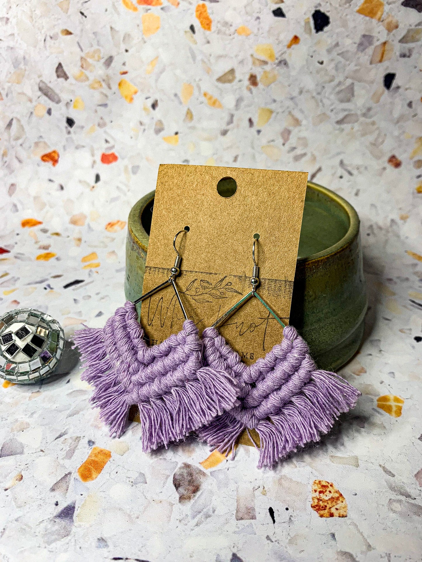 Macrame Earrings - Silver Fringe Earrings