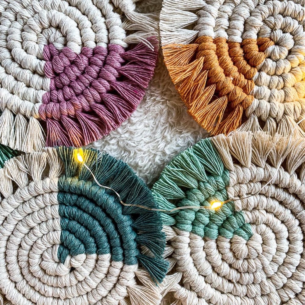 Two-Toned Round Macrame Coasters
