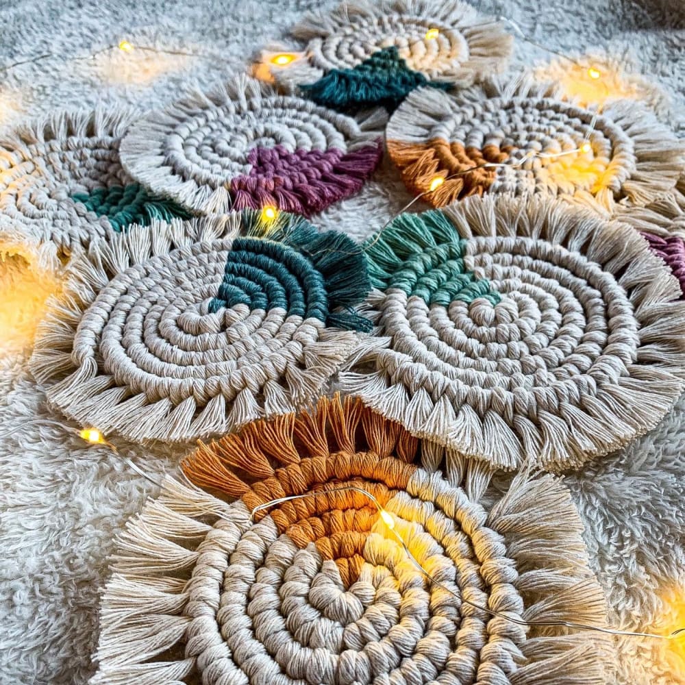 Two-Toned Round Macrame Coasters