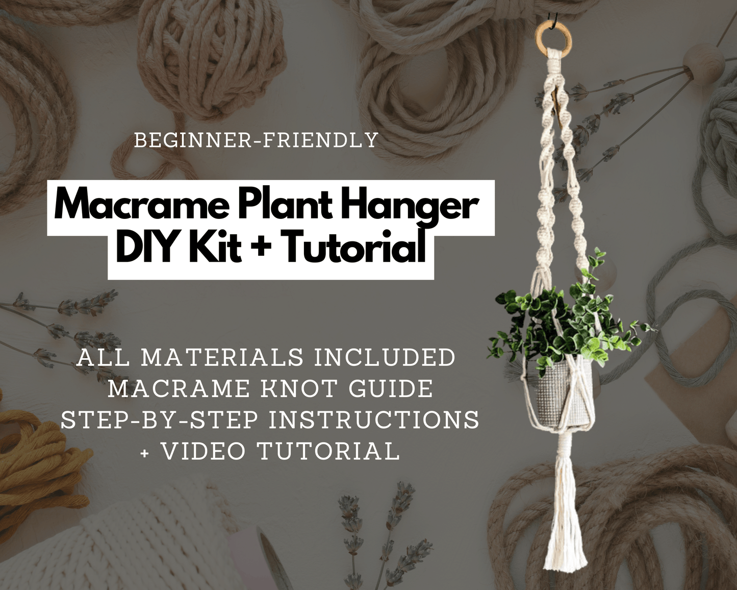 Macrame Plant Hanger DIY Kit with Pattern