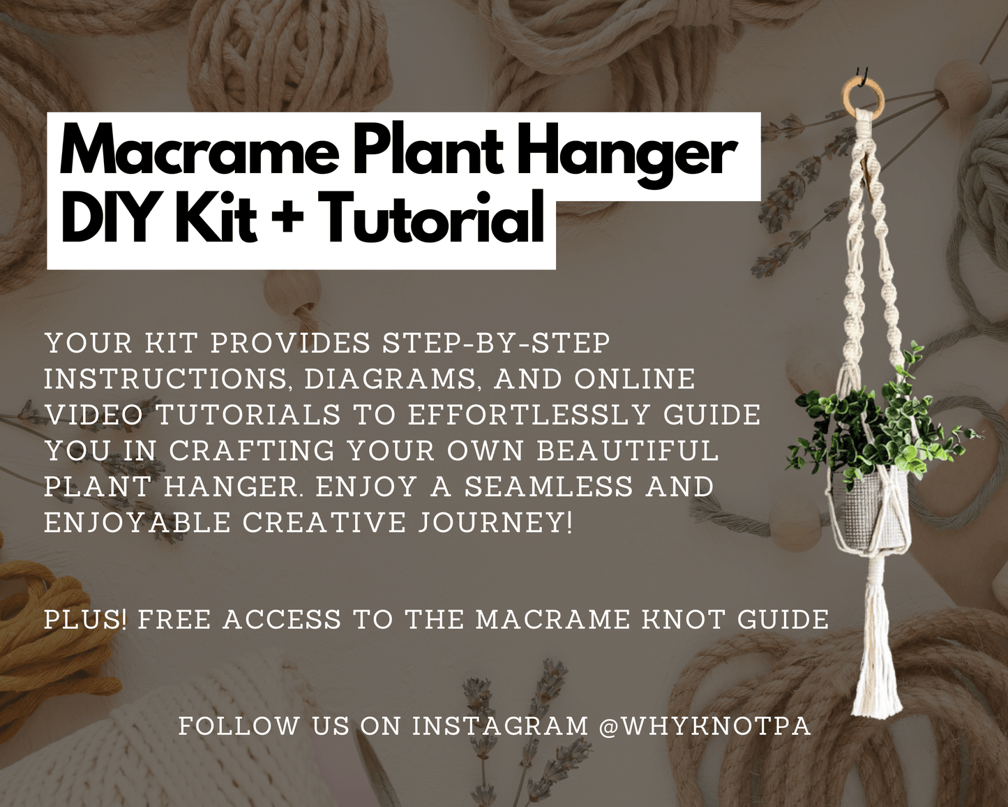 Macrame Plant Hanger DIY Kit with Pattern