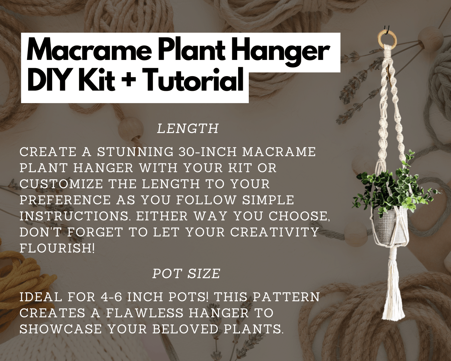 Macrame Plant Hanger DIY Kit with Pattern