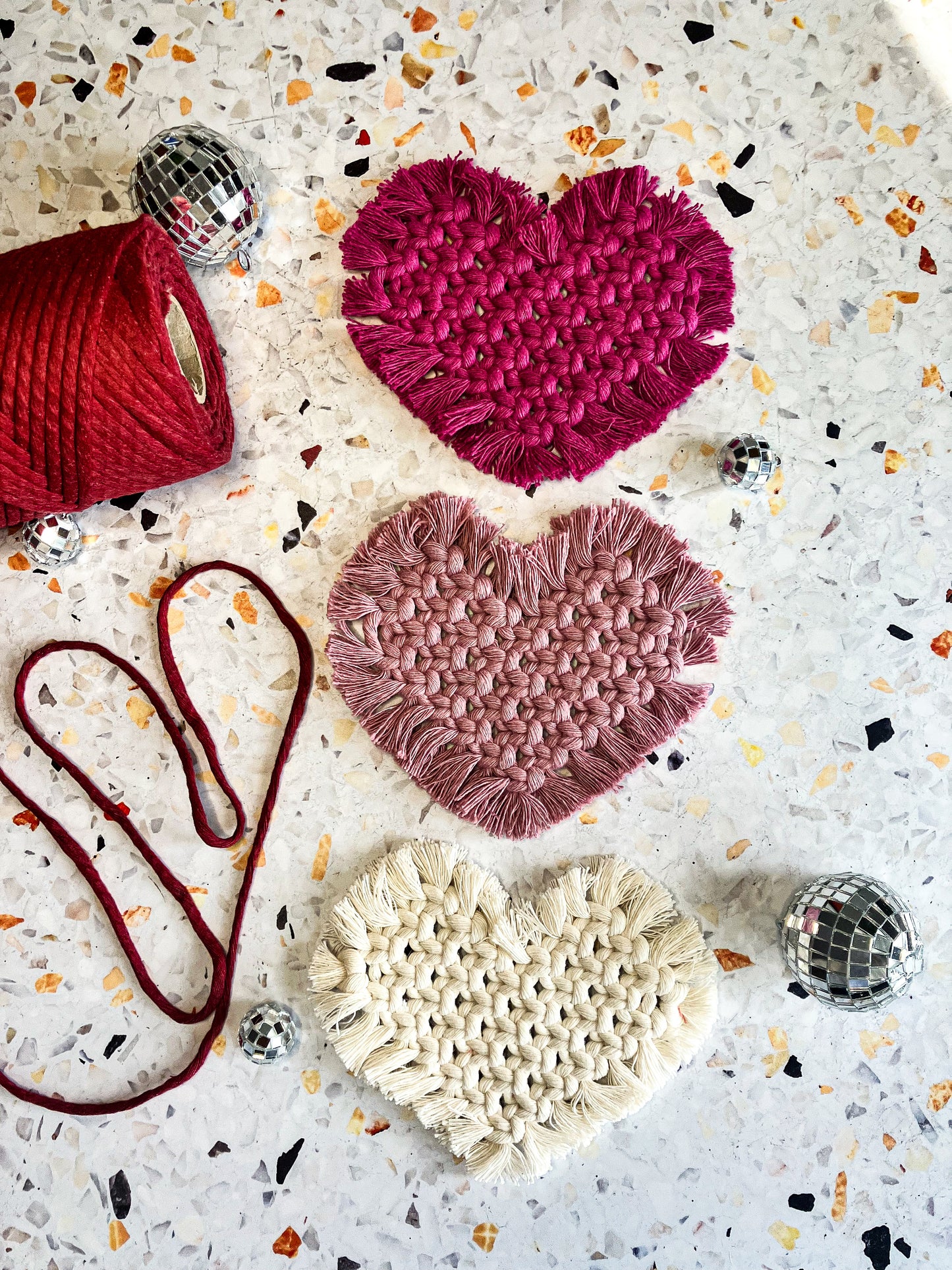 Macrame Heart Coasters