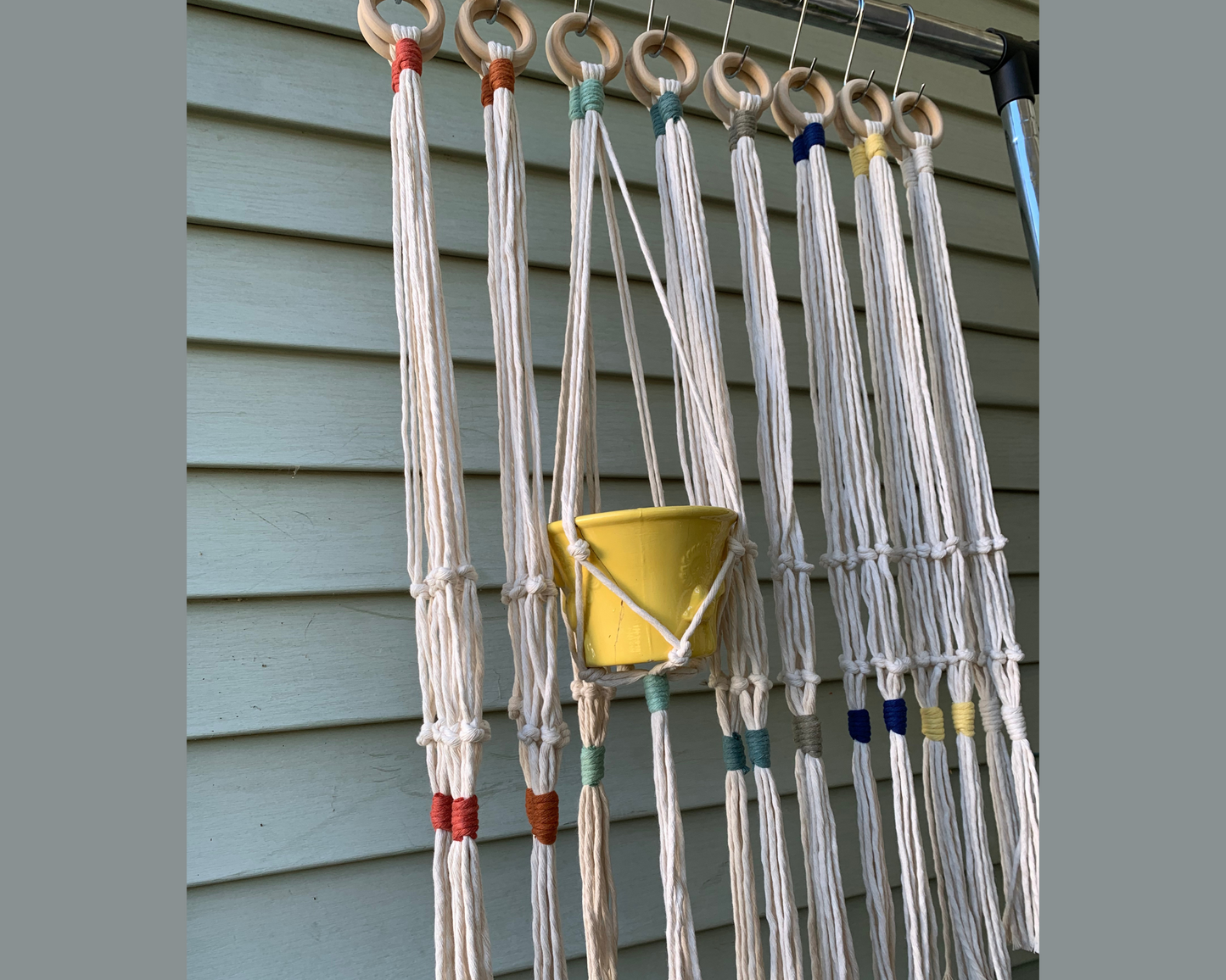 Short Macrame Plant Hanger - Pop of Color