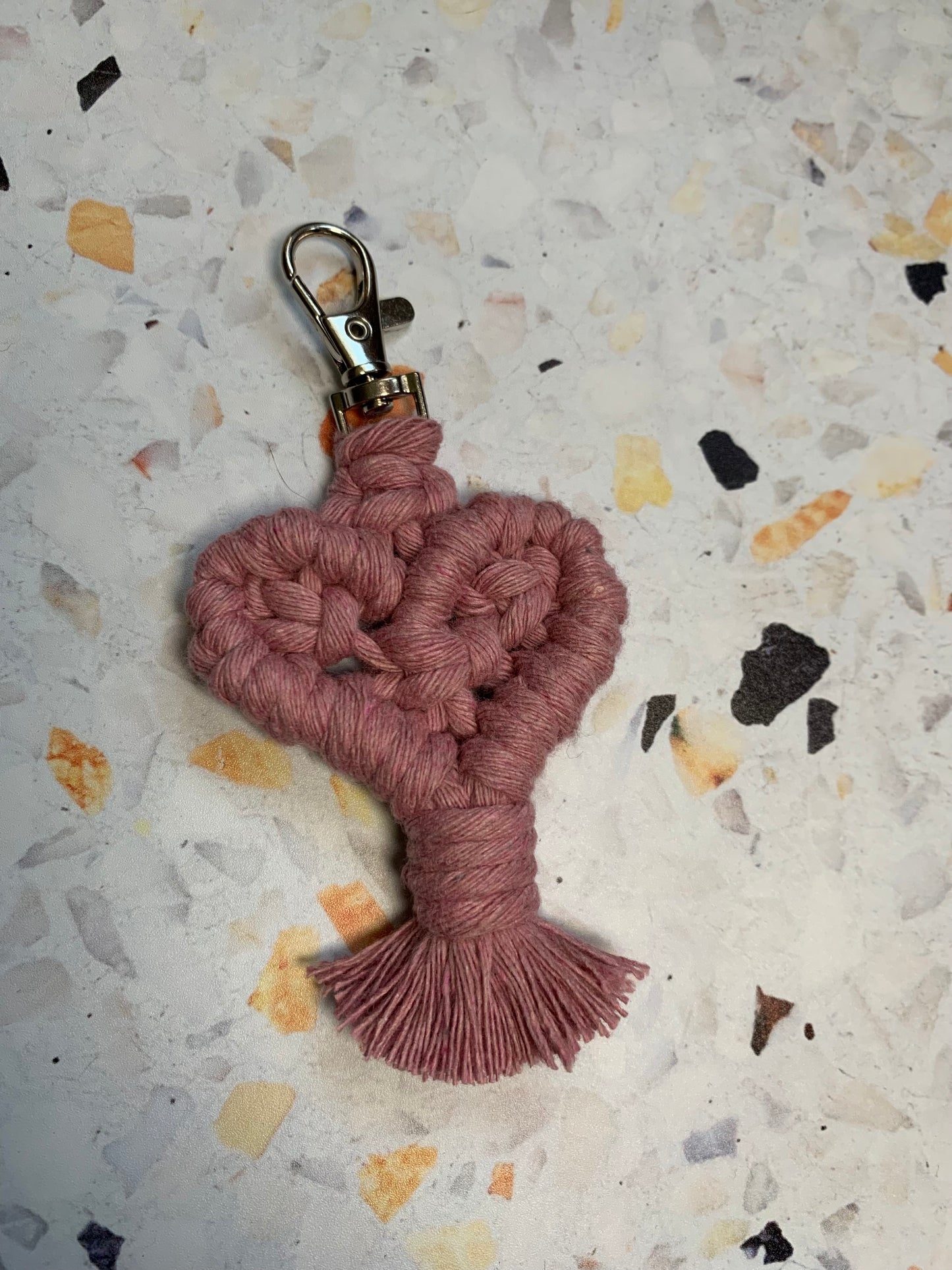 Mini Macrame Heart Keychain