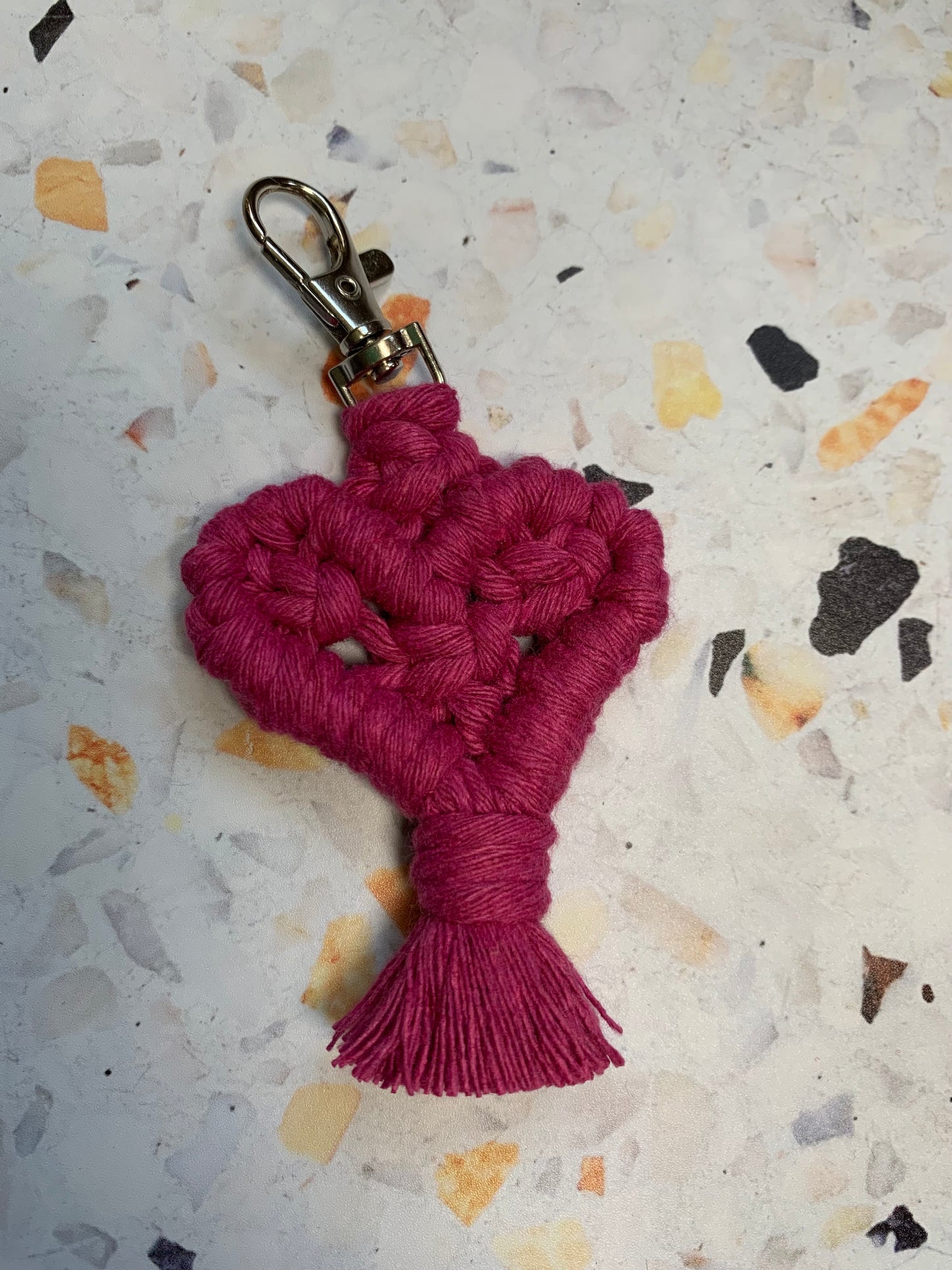 Mini Macrame Heart Keychain