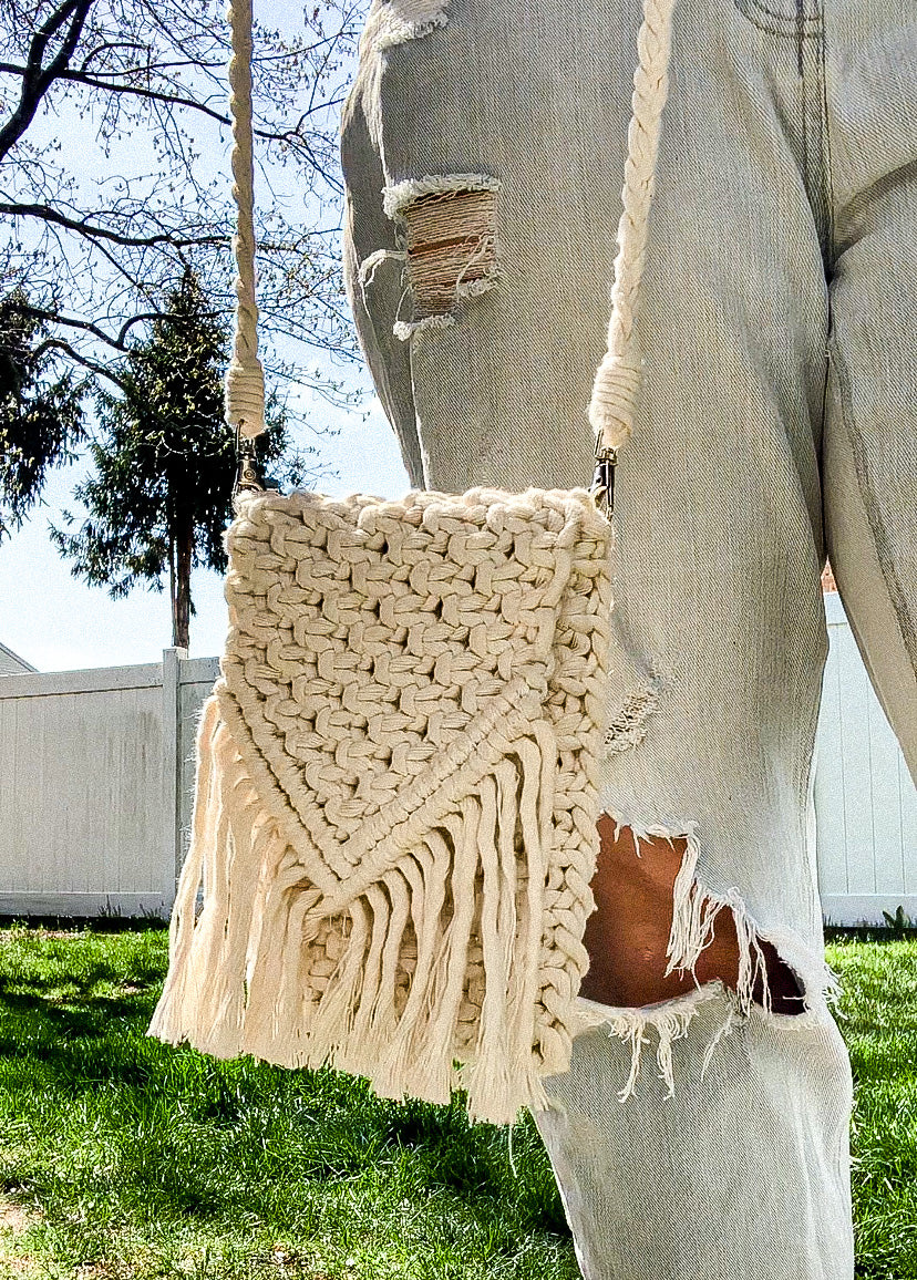 The Essentials Macrame Phone Pouch Crossbody Bag Taupe