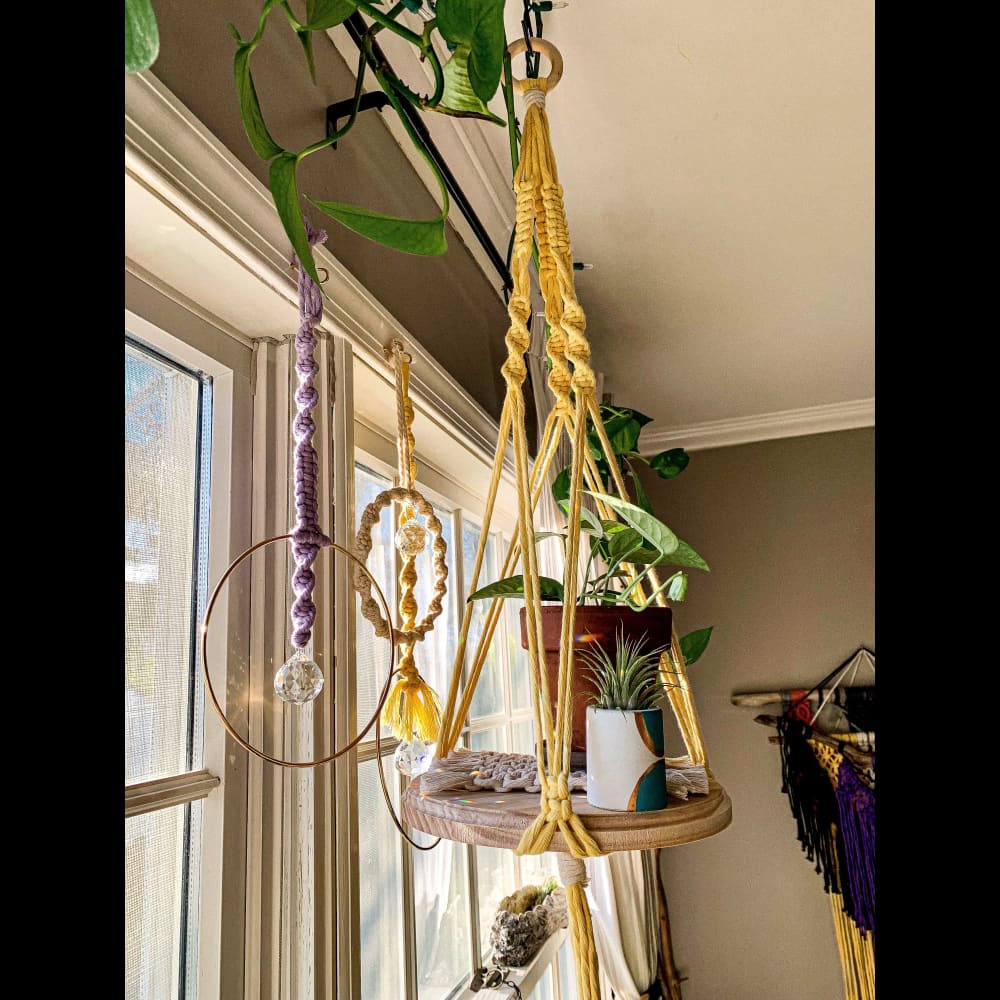 Macrame Plant Hanger with Shelf - Bethy
